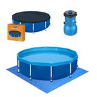 Kit Piscina Circular Estrutural 4500 L + Capa + Forro + Filtro 3028 L/H 110v Mor