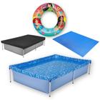 Kit Piscina de Armacao Infantil 1000l + Capa + Forro + Boia Inflavel Das Princesas Mor