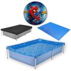 Kit Piscina de Armacao Infantil 1000l + Capa + Forro + Bola Inflavel Homem Aranha  Mor 