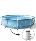 Kit Piscina Estrutural Redonda com Bomba Filtrante 127v Beira Mar 4,485l 3,05m de Diâmetro Intex