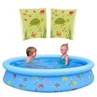 Kit Piscina Infantil 1000 L Inflavel Estampada + Boia de Braco Verde