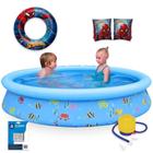 Kit Piscina Infantil 1000 Litros Bel Inflavel + Boias Homem Aranha + Mini Bomba Manual + Reparo Mor