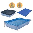 Kit Piscina Infantil 1000 Litros + Capa + Forro + 2 Bolas Inflaveis Laranja