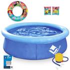 Kit Piscina Infantil 1000 Litros Inflavel Vollo + Boias Princesas Disney + Mini Bomba Mor