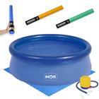 Kit Piscina Infantil 1000 Litros Mor Inflavel + Mini Bomba Manual + Forro + Espada Espaguete