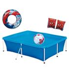 Kit Piscina Infantil 2000 Litros + Bola Inflavel + 2 Boias do Homem Aranha Mor