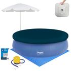 Kit Piscina Inflavel 12.000l Grande Mor + Guarda Sol 1,60m + Base + Capa, Forro + Mini Bomba