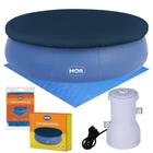 Kit Piscina Inflavel 6700 L + Capa + Forro em Rafia + Filtro 110v Mor