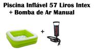 Kit Piscina Inflável Bebê Verde Soft Intex + Bomba de Ar Manual