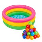 Kit Piscina Inflável Infantil Colorida Redonda 20 Litros 60 x 25cm + 25 Bolinhas De Plástico Verão Calor