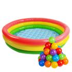 Kit Piscina Inflável Infantil Colorida Redonda 20 Litros 60 x 25cm + 25 Bolinhas De Plástico Verão Calor