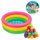 Kit Piscina Inflável Infantil Colorida Redonda 70 Litros 60 x 25cm + 25 Bolinhas De Plástico Verão Calor