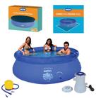 Kit Piscina Inflável Splash Fun 2400 L + Capa + Forro + Filtro + Inflador - Mor