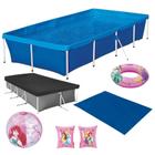 Kit Piscina Mor 3000 Litros + Capa e Forro + Bola e Boias Das Princesas