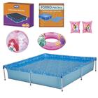 Kit Piscina Quadrada 1500 L + Capa e Forro Mor + Bola e Boias Das Princesas