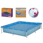 Kit Piscina Quadrada 1500 Litros + Capa e Forro Mor + Bola Inflavel Homem-aranha