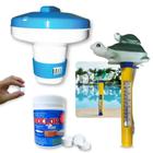 Kit Piscina Termometro de Tartaruga + Mini Clorador Flutuante + 50 Mini Pastilhas de Cloro 2g Bioclor