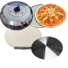 Kit Pizza Pedra 35cm Pá Pizza Abafador Tela Pizza 35cm