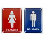 Kit Placa Banheiro Sinalização WC Feminino Masculino