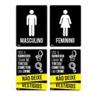 Kit Placa de Sinalização Banheiro Masculino, Feminino e Não deixe Vestígios - Império da Impressão