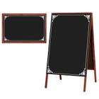 Kit Placa Lousa Quadro Cavalete Calçada 70x50 cm para Comércio Madeira Mogno Preto Decor 2