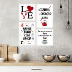 Kit Placas Decorativas Cozinha Love Moldura Branca