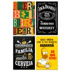 Kit Placas Decorativas Frases Bebidas Mdf 4 pçs 20x13 cm