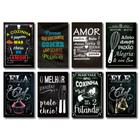 Kit Placas Decorativas Frases Cozinha Amor Mdf - 8 Placas