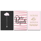 Kit Placas Quadros Decorativos 3 pçs 20x30 Infantil Menina