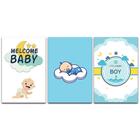 Kit Placas Quadros Decorativos 3 pçs 20x30 Infantil Menino