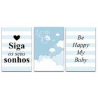 Kit Placas Quadros Decorativos 3 pçs 20x30 Infantil Menino