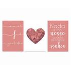 Kit Placas Quadros Decorativos 3 pçs MDF 30x45 Coração Rose