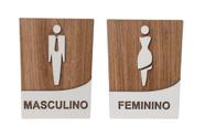 Kit Placas Sinalizadoras Para Banheiro Masculino Feminino Mdf