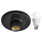 Kit Plafonier Plafon Soquete E-27 Preto Lâmpada Led 12W - G-light