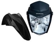 Kit Plastico Farol Frontal Paralama Dianteiro Lampada H4 Com Adesivos Motos Honda