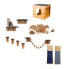 Kit Playground 11 Peças Parquinho Para Gatos Com Arranhador 4mm Em Mdf