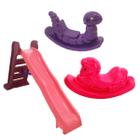 Kit Playground Escorregador Grande Gangorra Nhoca Cavalo - valentina Brinquedos