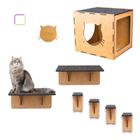 Kit Playground Gato 7 Peças Mdf Degraus Nicho e Prateleiras 