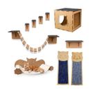 Kit Playground Para Gato 11 Peças Nicho Ponte Arranhador Anti Stress Mdf