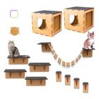 Kit Playground para Gatos 11 Peças Nichos Degraus Prateleiras em Mdf