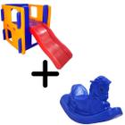 KIT PLAYGROUND - Playjunior Escorregador Infantil Super Resistente + Gangorra Modelo Cavalinho - VARIAS CORES DISPONIVEIS