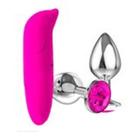 Kit Plug Anal Joia Aço + Vibrador Golfinho Ponto G - For Sexy