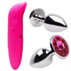 Kit Plug Anal Joia P Vibrador Golfinho Feminino Estimulador Aveludado Massageador Ponto G