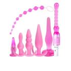 Kit Plug Anal Pequeno Grande Vibrador Masturbadorr 7 Peças