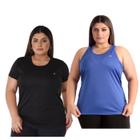 Kit Plus Size 1 Regata + 1 Camiseta Feminina Dry Fit Academia