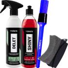 Kit Pneu Pretinho Brilho Molhado Shiny Vonixx Limpador de Pneu Rodas Delet Vonixx 500ml Spray de Espuma