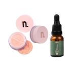 Kit pó facial translucent rosê e serum blindagem - nina makeup