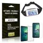 Kit Pochete Moto G8 Plus Pochete + Capinha Anti Impacto + Película de Vidro - Armyshield