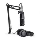 Kit podcast audio technica fone microfone e suporte at2020pk