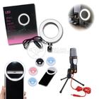 Kit Podcaster - Ring Light 6" com Tripé de 16cm + Microfone SF-666 + Mini Ring Light de Celular - Aquilae